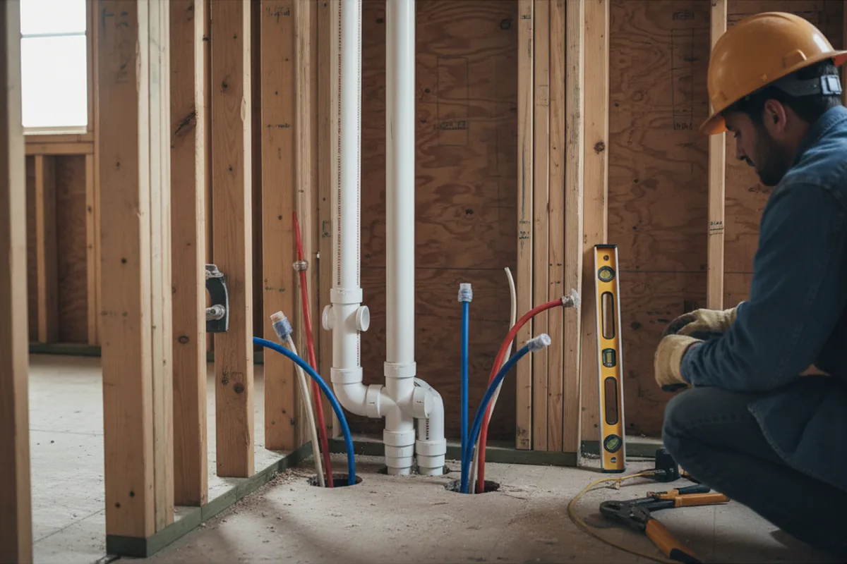 Drain and supply rough-in during Drain Cleaning in Mount Laurel
