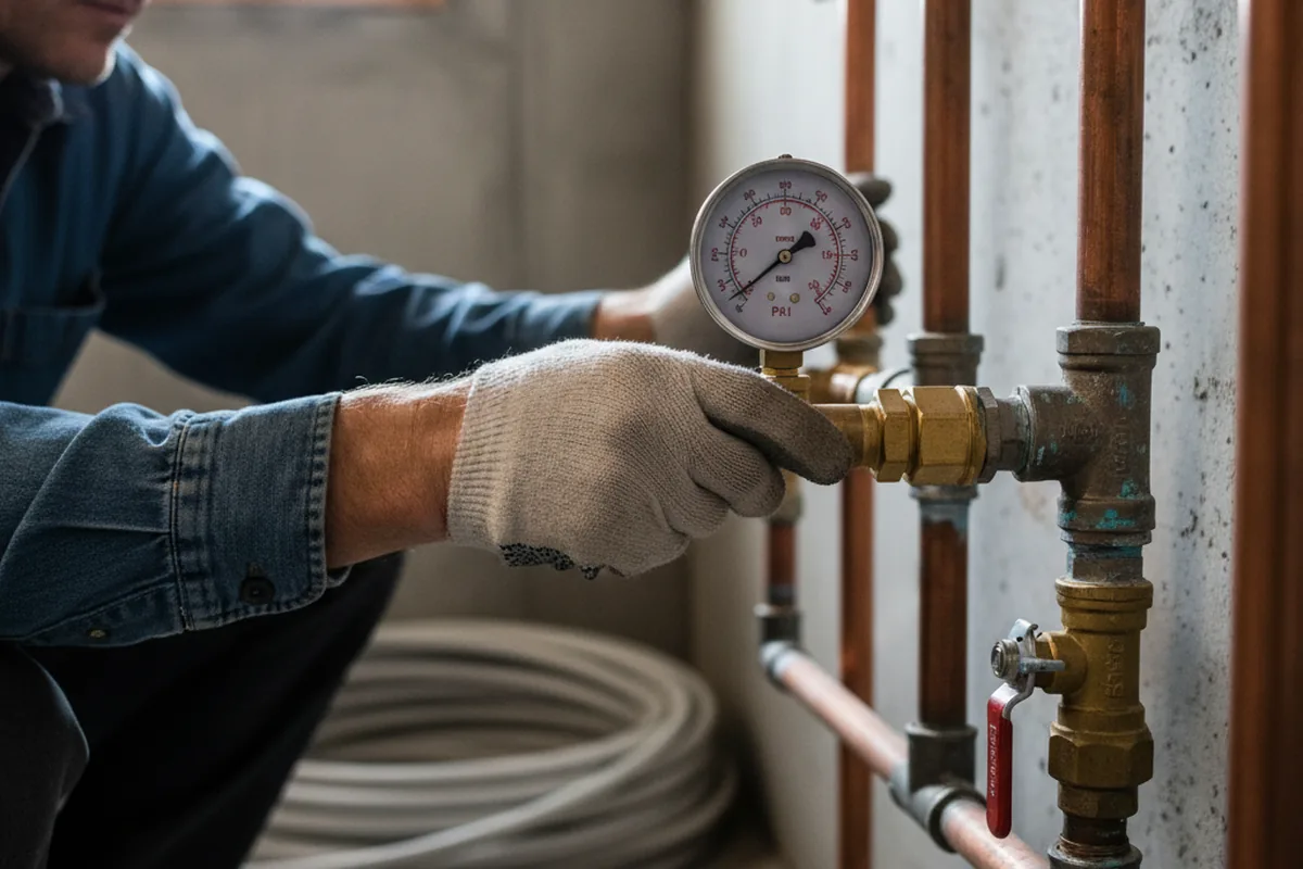 Pressure testing a repaired line during Water Line Repair in Mount Laurel